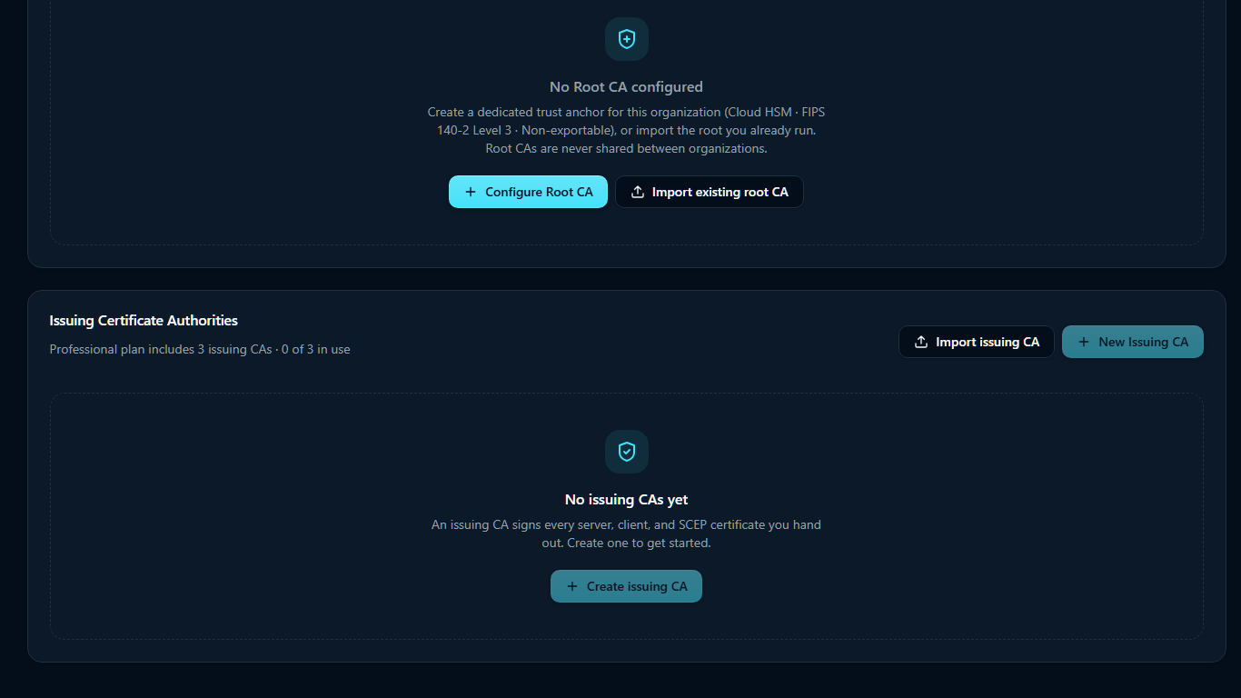 The Create an Issuing CA dialog